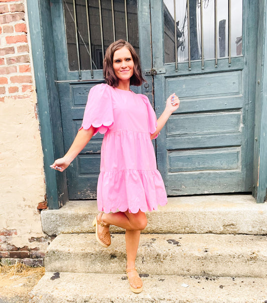 The Scallop Dress In Pink
